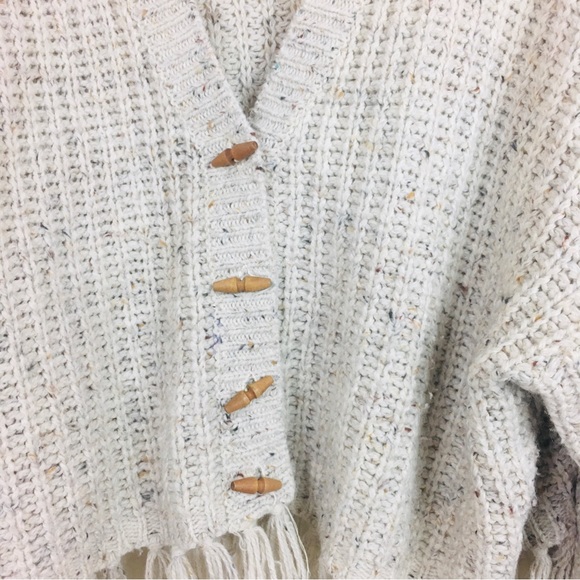 Wool Drop Shoulder Pullover Fuzzy Autumn Warm Cardigan Open Front Fringe Tassel - Picture 9 of 12